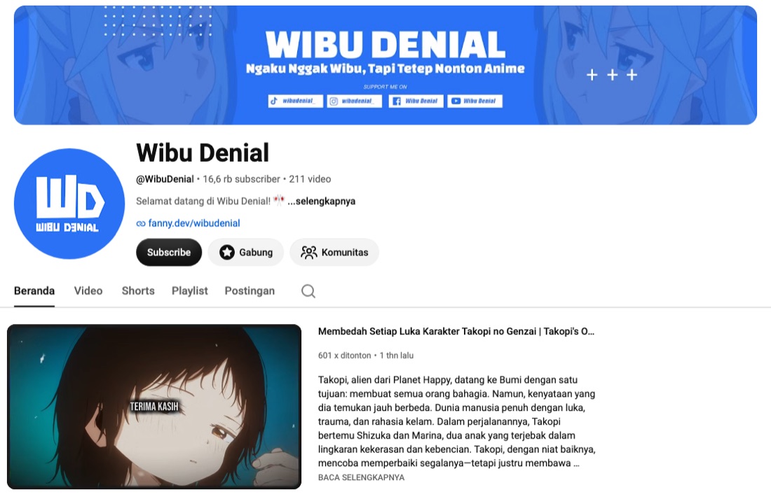 Channel YouTube Wibu Denial
